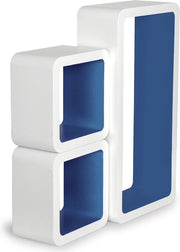 Happyment Wandplank Cube zwevend - Donker blauw/wit - Voor tegen muur - Set van 3 - Wandplanken - Wandrek - Fotoplank kinderkamer - Boekenplank - Hout MDF