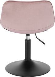 Barkruk Ohiao Industrial Roze - Barkrukken set van 1 - Barstoel Kruk - Barstoelen met rugleuning - Keukenstoel - In hoogte verstelbaar - Velvet