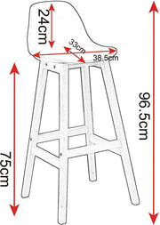 Barkruk Tido Industrial - Wit - Barkrukken set van 2 - Barstoel Kruk - Barstoelen met rugleuning - Keukenstoel - Kunstleer