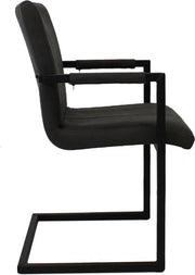 Happyment Eetkamerstoel Levino - Zwart microvezel - Metalen poten - set van 1 - Zithoogte 46cm - deluxe