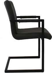 Eetkamerstoel - Zwart microvezel - Metalen poten - Set van 1 - Zithoogte 46cm