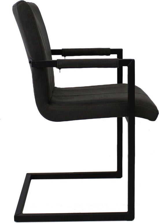 Eetkamerstoel - Zwart microvezel - Metalen poten - Set van 1 - Zithoogte 46cm