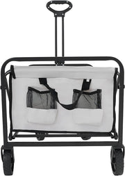 Bolderkar - Handkar Opvouwbaar - Boodschappenkar - Trolley - Voor Transport & Boodschappen - Verstelbare Handgreep, Zijvakken - Wit