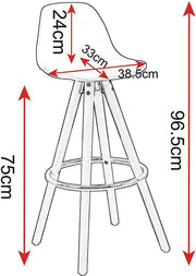 Hoge Barkruk Nevlo - Zithoogte 75cm - Zwart - Set van 1 - Keuken - Barstoelen - Met rugleuning - Kunstleer - Bruin frame