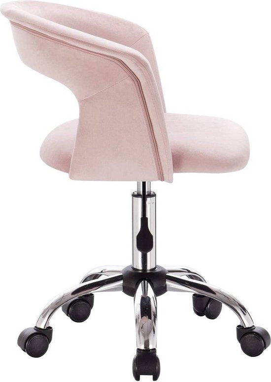 Bureaustoel - Roze Velvet - Ergonomisch - Op Wielen - Verstelbaar