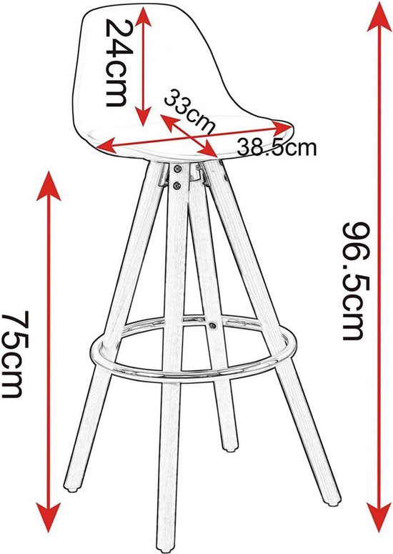 Hoge Barkruk - Geel - Kunstleer - Bruin Frame - Zithoogte 75cm - Set van 1