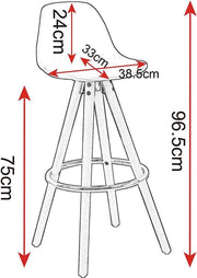 Hoge Barkruk - Zithoogte 75 cm - Wit Kunstleer - Met Rugleuning - Zwart Frame - Set van 1