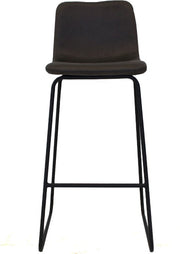Barkruk Chizo - Antraciet - Met rugleuning - Voor Keuken en Bar - Voetsteun - Polyester - Set van 1