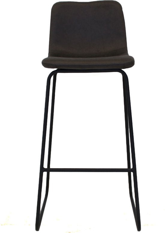 Barkruk Chizo - Antraciet - Met rugleuning - Voor Keuken en Bar - Voetsteun - Polyester - Set van 1