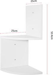 Happyment Zwevende Boerentoren - 2 lagen - Wandplank voor tegen de muur - Set van 3 - Wandplanken - Wandrek - Fotoplank kinderkamer - Wit - Hout MDF