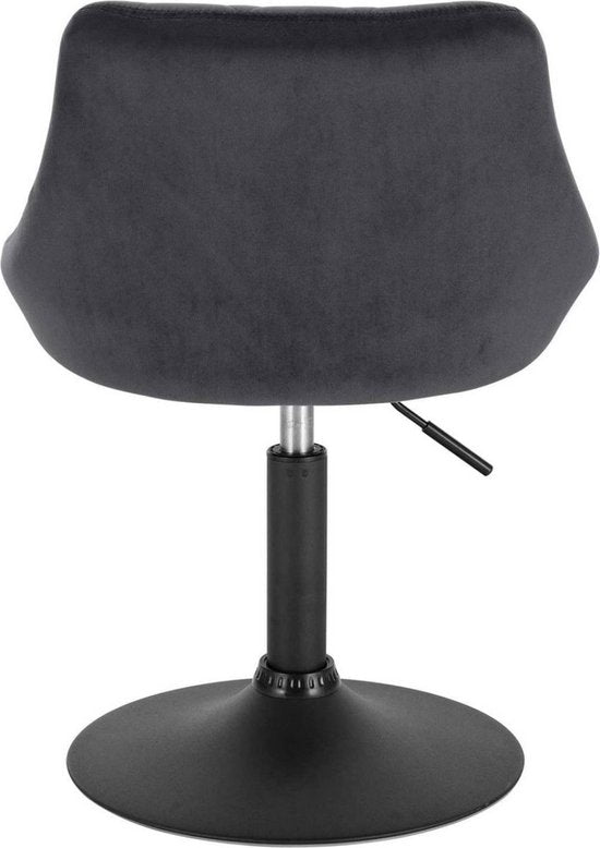 BoltEdge Barkruk - Industrial - Donkergrijs - Velvet - Verstelbaar - Met rugleuning - Set van 1