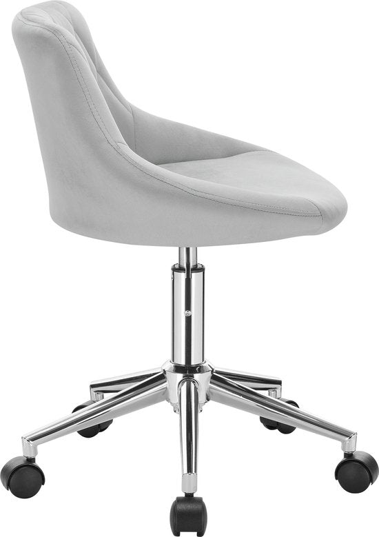 Bureaustoel deluxe - Voor volwassenen - Grijs - Op wielen - Ergonomische bureaustoel - Velvet - In hoogte verstelbaar