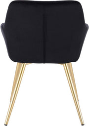 Happyment Stoel Ziva - Eetkamerstoel - Zwart Velvet - Gouden Metalen poten - set van 1 - Zithoogte 47cm - deluxe