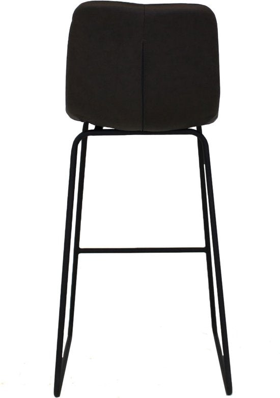 Barkruk Chizo - Antraciet - Met rugleuning - Voor Keuken en Bar - Voetsteun - Polyester - Set van 1