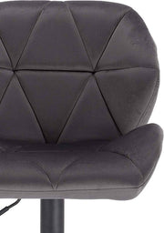 Barkruk Comfy Grijs - Met rugleuning - Stevig- Velvet - Set van 1 - Keuken - Barstoelen ergonomisch - Verstelbaar in hoogte - Zithoogte 60-82cm