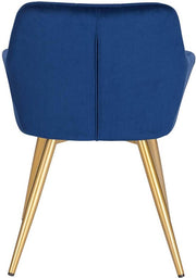 Happyment Stoel Meri - Eetkamerstoel - Blauw Velvet - Gouden Metalen poten - set van 1 - Zithoogte 47cm - deluxe