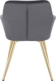 Happyment Stoel Nerio - Eetkamerstoel - Donkergrijs Velvet - Gouden Metalen poten - set van 1 - Zithoogte 47cm - deluxe