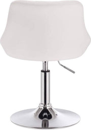 Barkruk Norino deluxe - Industrial - White - Barkrukken set van 1 - Barstoel Kruk - Barstoelen met rugleuning - Keukenstoel - In hoogte verstelbaar - Kunstleer