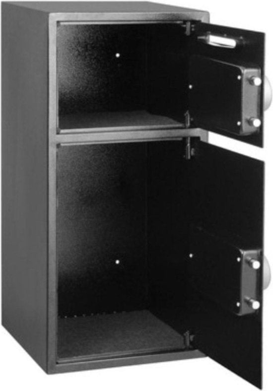 Happyment Dubbele Elektrische Kluis - 2 in 1 Kluis - Ruimtelijk - Gescheiden Ruimten - Sleutelkluis - Elektrisch Cijferslot - Kluis Brandwerend - Waterdicht - Zwart - 25 KG
