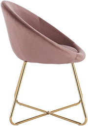 Happyment Bezoekersstoel Zita - Eetkamerstoel - Roze Velvet - Metalen poten - Set van 1 - Zithoogte 44 cm - Deluxe