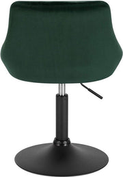 Luxe Barkurk Delvia - Industrial - Donkergroen - Barkrukken set van 2 - Barstoel Kruk - Barstoelen met rugleuning - Keukenstoel - In hoogte verstelbaar - Velvet