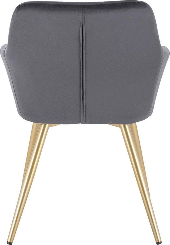 Eetkamerstoel - Donkergrijs Velvet - Gouden Poten - Zithoogte 47cm - Set van 1