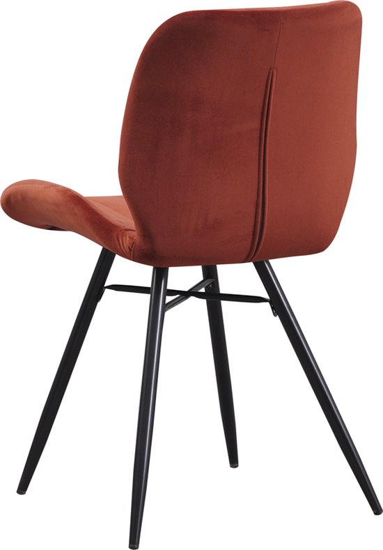 Happyment Eetkamerstoel Hika - Velvet - Keukenstoel - Stof Stoel - Metalen Poten - voor Woonkamer - Slaapkamer - Eetkamer - Oranje
