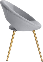 Luxe Velvet Stoel - Lichtgrijs - Eetkamerstoel - Met armleuning - Vergaderstoel - Gouden Metalen poten - Set van 1 - Zithoogte 47cm