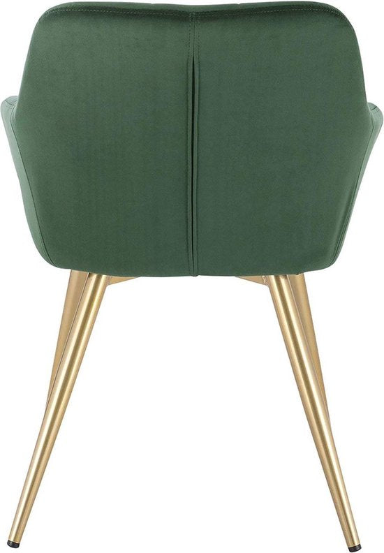 Bolt Edge Eetkamerstoel - Donkergroen Velvet - Gouden metalen poten - Zithoogte 47cm - Set van 1