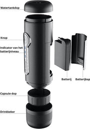 Happyment Compacte Draagbare Koffie Machine Draadloos - Hoge Kwaliteit Espresso Machine Oplaadbaar - Mini Koffie Zet Apparaat - Portable Coffee Maker - Koffie Cubs - Filterkoffie