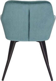 Happyment Stoel Turijn - Eetkamerstoel - Turquoise Velvet - Zwarte Metalen poten - set van 1 - Zithoogte 47cm - deluxe