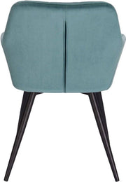 Bolt Edge Eetkamerstoel - Turquoise Velvet - Zwarte Metalen Poten - Set van 1