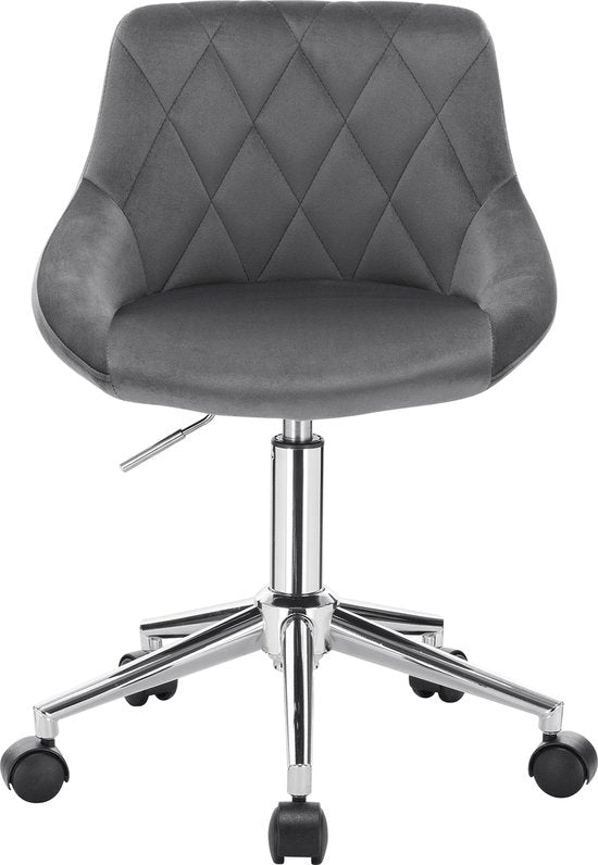 Bureaustoel deluxe - Voor volwassenen - Donkergrijs - Op wielen - Ergonomische bureaustoel - Velvet - In hoogte verstelbaar