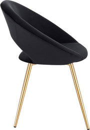 Luxe Velvet Stoel - Zwart - Eetkamerstoel - Met armleuning - Vergaderstoel - Gouden Metalen poten - Set van 1 - Zithoogte 47cm