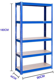 Opbergrekken Vaylen - Garage Rekken - 5-Tier Metalen Opslagplanken 180x90x40 cm - Industrieel Zware Lasten - Voor Schuur, Werkplaats & Opbergruimte