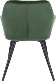 Stoel - Groen Velvet - Zwarte metalen poten - Set van 1 - Zithoogte 47cm - Luxe