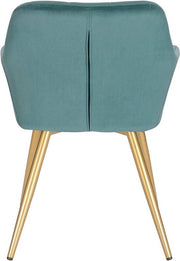Eetkamerstoel - Turquoise - Velvet - Gouden poten - Zithoogte 47cm - Set van 1