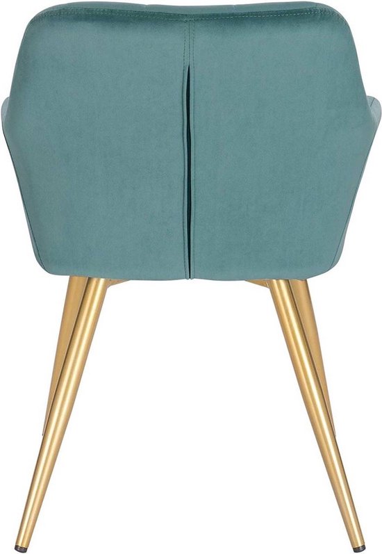 Eetkamerstoel - Turquoise - Velvet - Gouden poten - Zithoogte 47cm - Set van 1