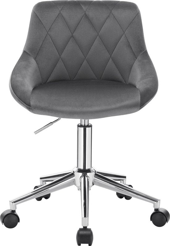 Bureaustoel - Donkergrijs - Ergonomisch - Velvet - Op Wielen - Verstelbaar