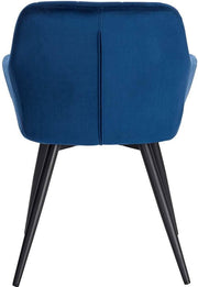 Eetkamerstoel - Blauw Velvet - Zwart metalen poten - Zithoogte 47cm - Set van 1