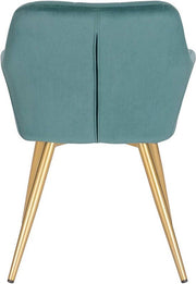 Happyment Stoel Milano - Eetkamerstoel - Turquoise Velvet - Gouden Metalen poten - set van 1 - Zithoogte 47cm - deluxe