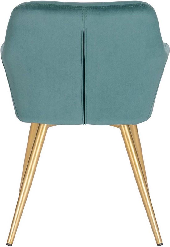 Happyment Stoel Milano - Eetkamerstoel - Turquoise Velvet - Gouden Metalen poten - set van 1 - Zithoogte 47cm - deluxe