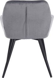 Happyment Stoel Verino - Eetkamerstoel - Donkergrijs Velvet - Zwarte Metalen poten - set van 1 - Zithoogte 47cm - deluxe