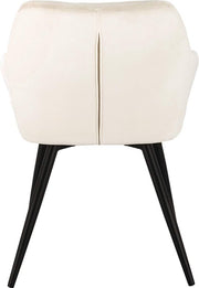 Happyment Stoel Servio - Eetkamerstoel - Creme Velvet - Zwarte Metalen poten - set van 1 - Zithoogte 47cm - deluxe