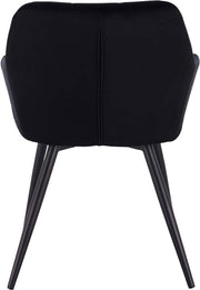 Happyment Stoel Spectral - Eetkamerstoel - Zwart Velvet - Zwarte Metalen poten - set van 1 - Zithoogte 47cm - deluxe