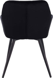 Bolt Edge Eetkamerstoel - Zwart Velvet - Met zwarte poten - Zithoogte 47cm - Set van 1