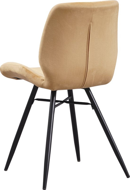 Happyment Eetkamerstoel Chizzi - Keukenstoel - Velvet stoel - Metalen Poten - Hoge Rug - Velvet Bekleding - Woonkamer - Slaapkamer - Eetkamer - Geel