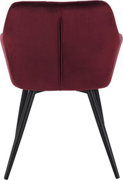 Happyment Stoel Ameri - Eetkamerstoel - Donkerrood Velvet - Zwarte Metalen poten - set van 1 - Zithoogte 47cm - deluxe