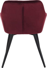Eetkamerstoel - Donkerrood - Velvet - Zwarte poten - Zithoogte 47cm - Set van 1
