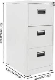 Archiefkast - Opberkast - Kantoorkast - Voor kantoor en thuis - Met 3 laden - Wit